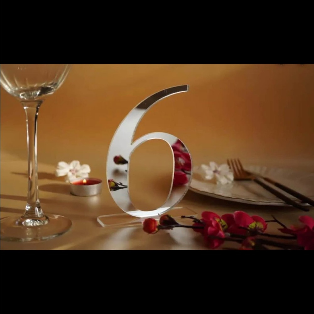 Silver Mirrored Table Numbers